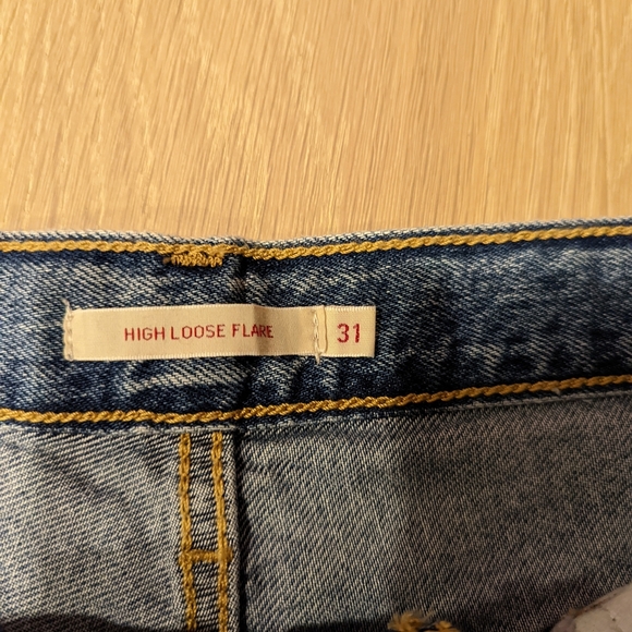 Women's Blue Jeans High Loose Flare - Picture 5 of 9